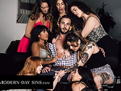 MODERN-DAY SINS - Sex Addicts Ember Snow & Madi Collins REVERSE GANGBANG Their Support Group Leader